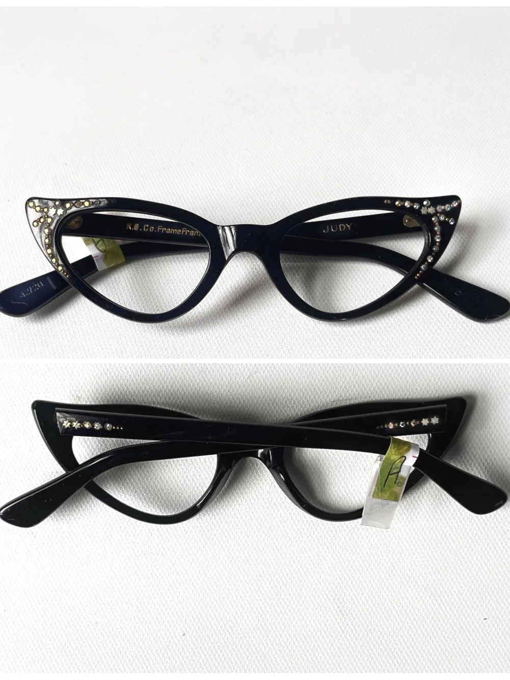 Vintage Petite Fit Pointy French Rhinestone Cat Eye Glasses New Old Stock France